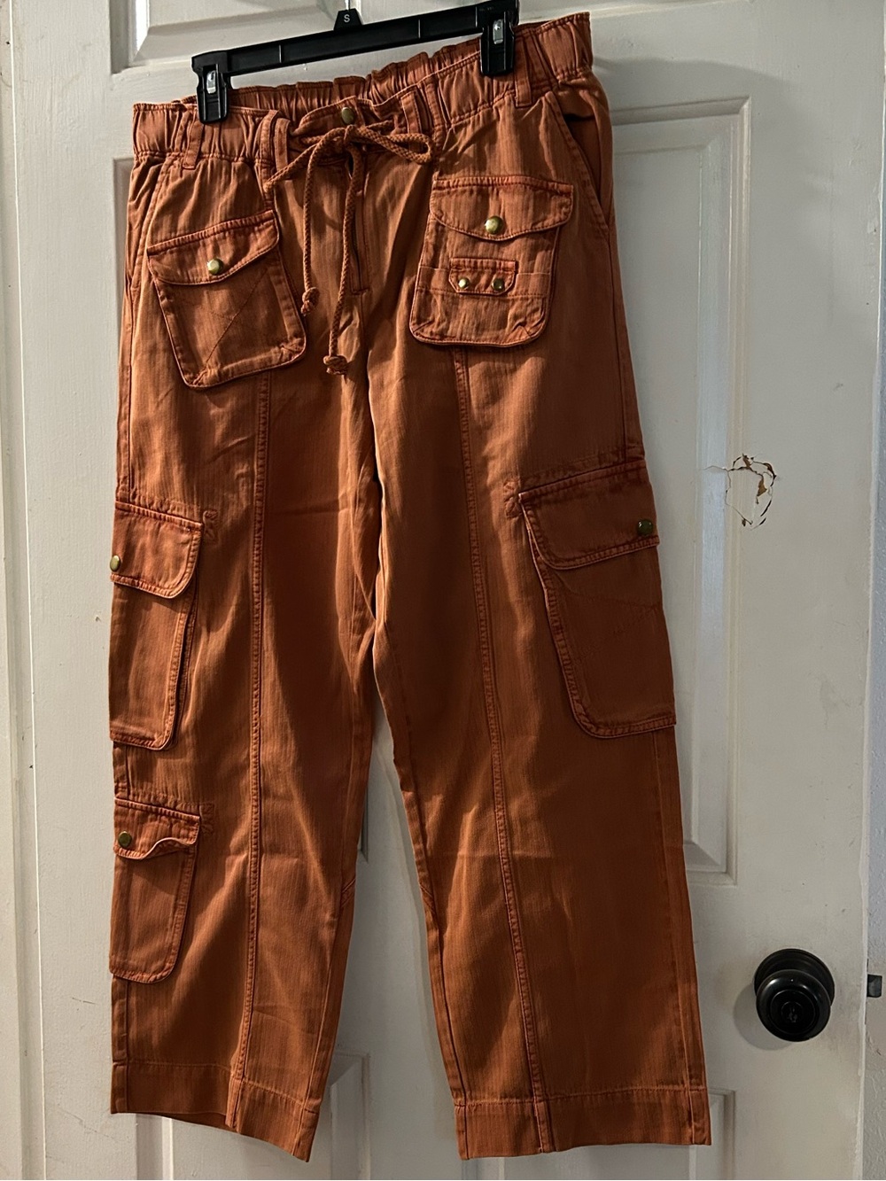 Free People Rust Orange Cargo Drawstring Pants
